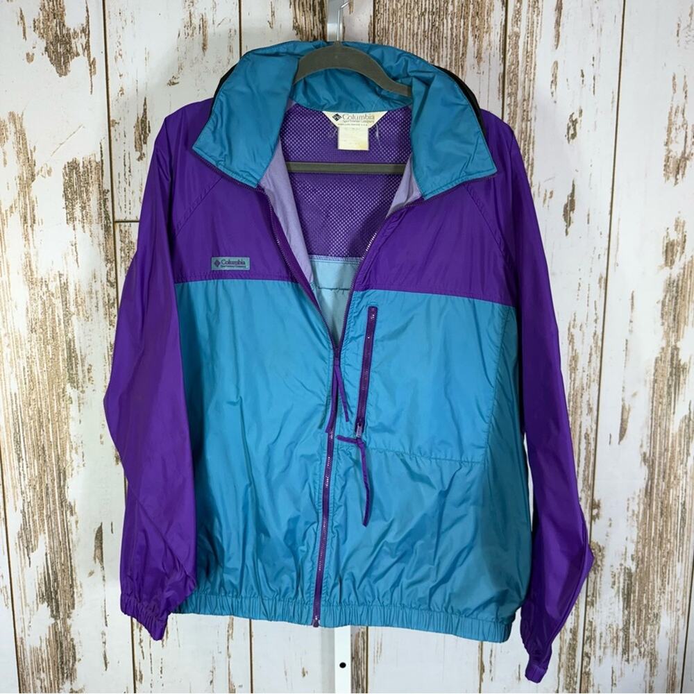 Columbia, Vintage Two-Tone Purple and Blue Windbreaker. Size XL. Excellent cond!